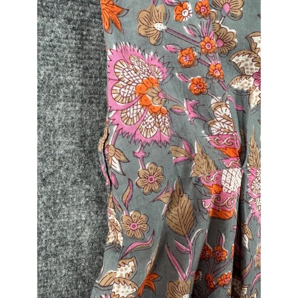 Made In India Cotton Midi Shirt Dress MED Sleeveless Lightweight Cottage NO BELT - Picture 6 of 9